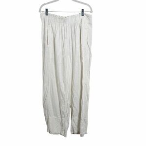 Free People Pull On White Linen Wide Leg Pants Size Large